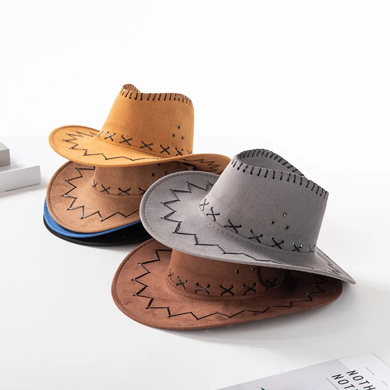 Wide Brim Western Cowboy Hat – Unisex Faux Suede Sun Hat Western Cowboy Hat Axl