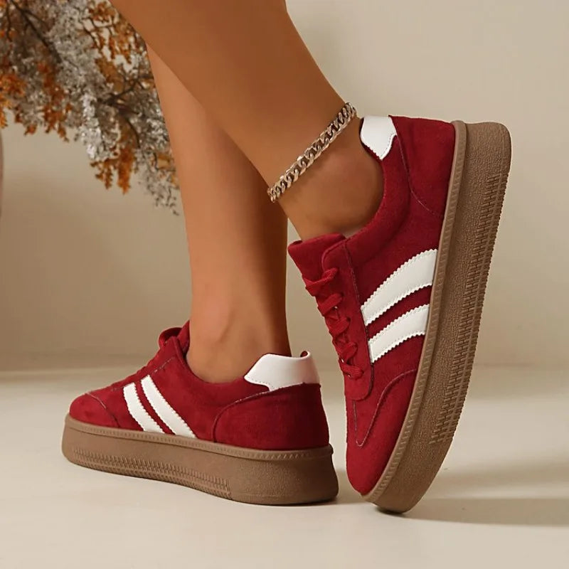 Women's Suede Platform Sneakers – Non-Slip Lace-Up Casual Shoes Platform Sneakers Axl