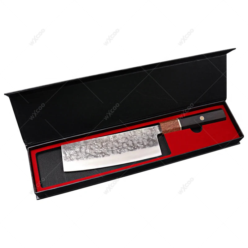 WXCOO Professional Chef Knife Set – Santoku & Meat Cleaver Chef Knife Set Axl Knife B with Box