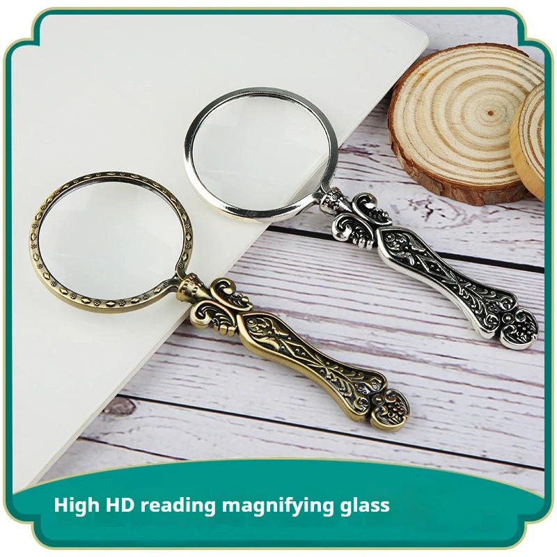 Vintage Metal Handle Handheld Magnifying Glass – Portable Loupe Handheld Magnifying Glass Axl
