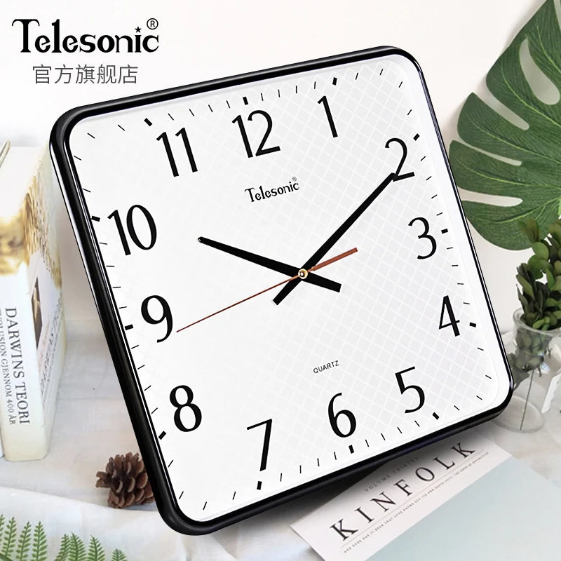 Modern Square Silent Wall Clock – 14" Large Living Room Decor Silent Wall Clock Axl