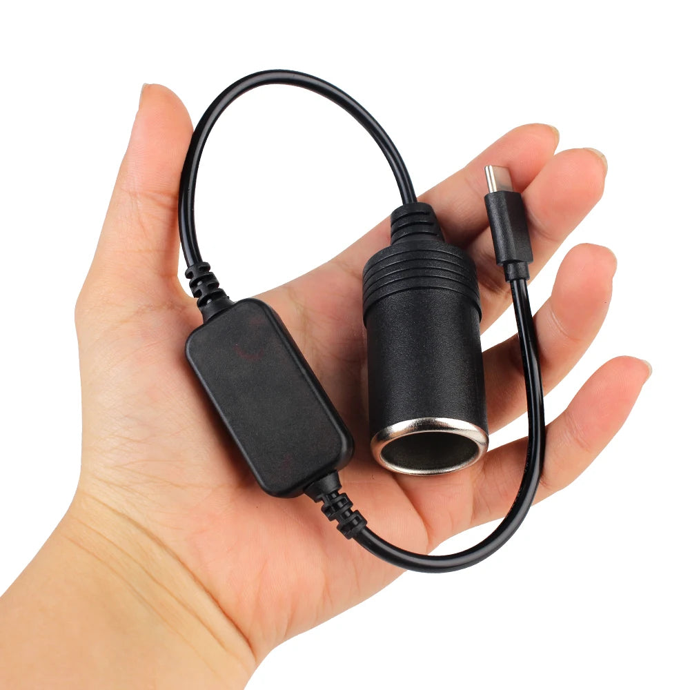 USB Type-C to 12V Cigarette Lighter Socket Adapter | 5V to 12V Car Power Adapter Axl