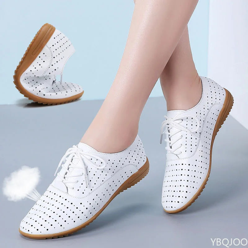 YBQJOO Women's Genuine Leather Pointed Toe Flat Loafers Women's Flat Loafers Axl