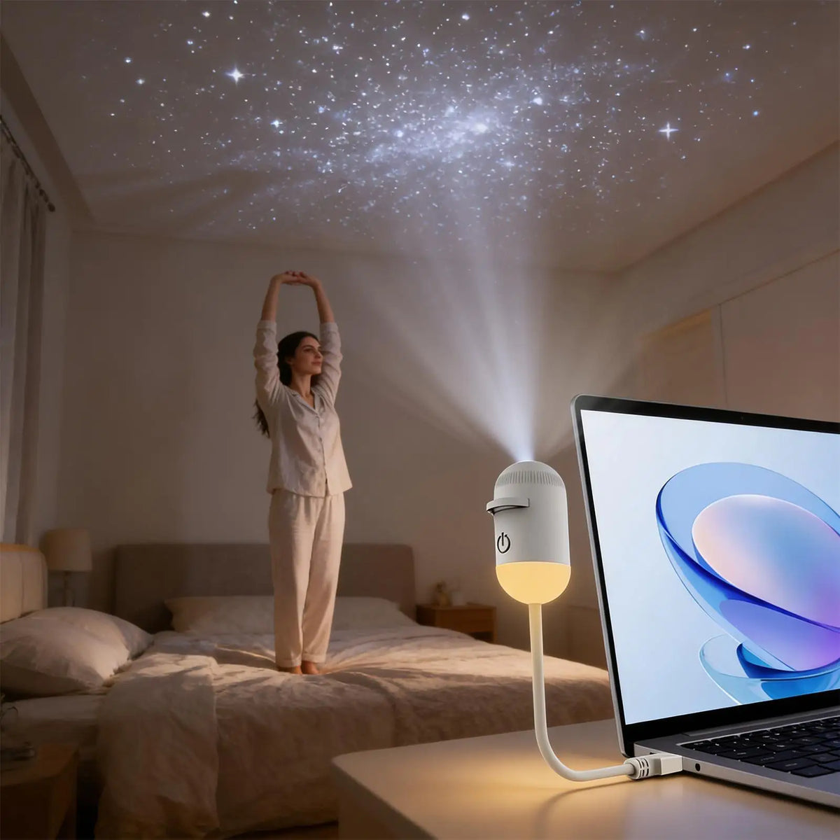 360° Projector Night Light 2-in-1 Desk Lamp | 5 Film Slides Projector Night Light Axl