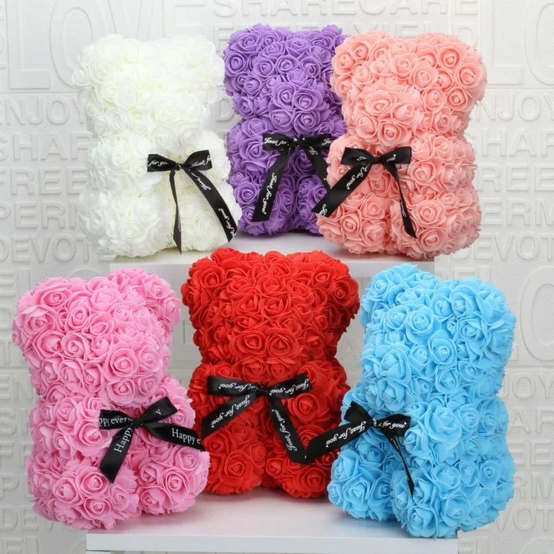Rose Bear Foam Flower Bear Gift – 20cm Eternal Rose Bear Decorative Rose Bear Axl