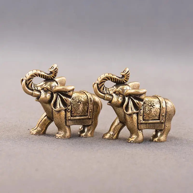 Copper Lucky Elephant Miniature Figurine – Brass Statue Décor Miniature Figurine Axl