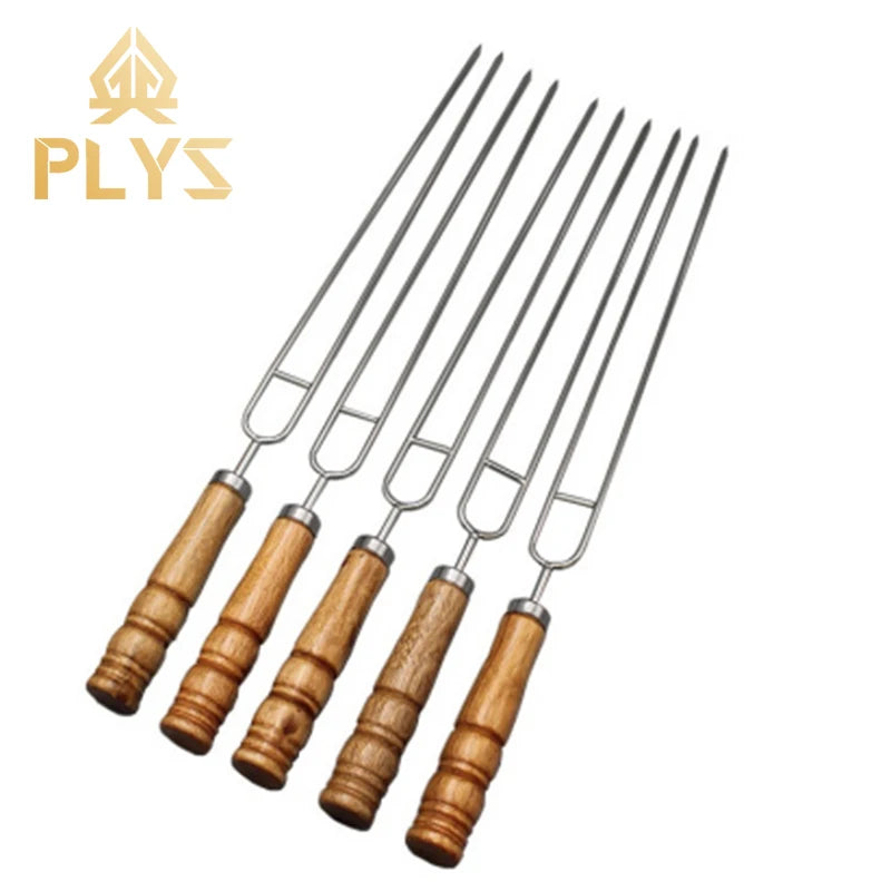Double Prong BBQ Skewers – U-Shaped Stainless Steel Grilling Forks BBQ Grilling Skewers Axl