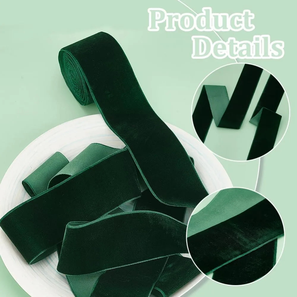 Dark Green Single Face Velvet Ribbon 41mm – 3 Yards Velvet Craft Ribbon Axl
