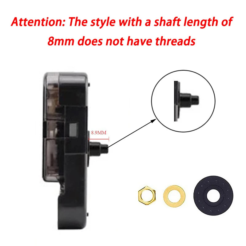 YOUNGTOWN Silent Sweeping Quartz Wall Clock Movement 12888 Clock Movement Axl Shaft Length 8.9MM