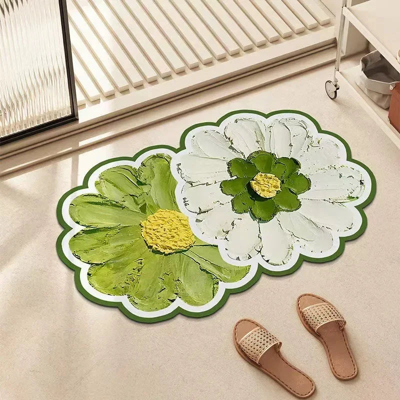 Diatomite Bath Mat – Non-Slip Quick Dry Floral Bathroom Rug Bath Mat Axl 1