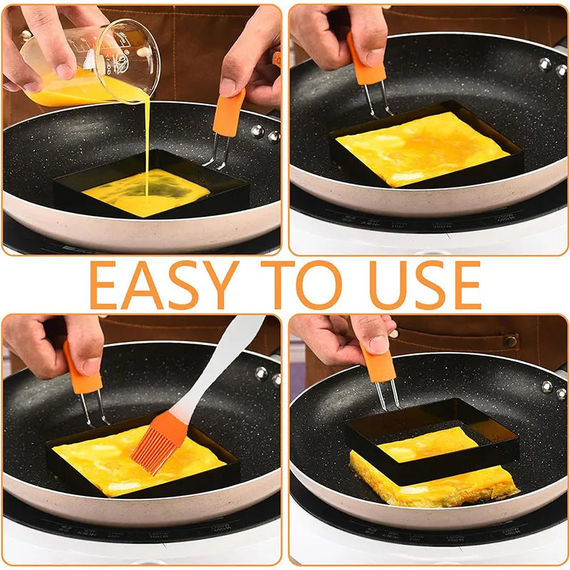 Square Egg Rings 4" – Non-Stick Stainless Steel Pancake Molds Egg Cooking Rings Axl