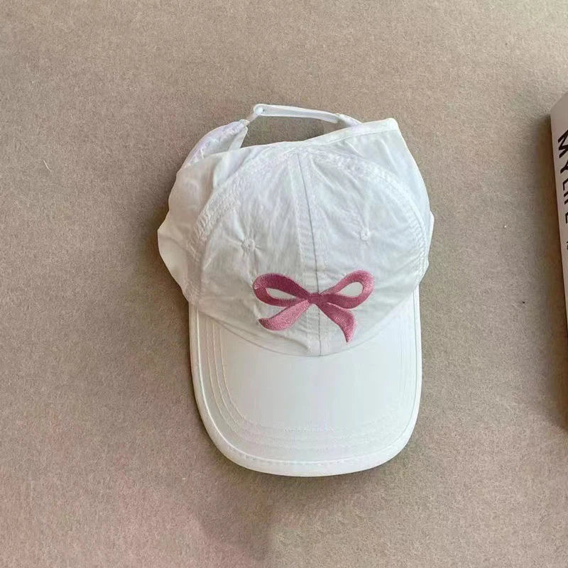 Kids Summer Sun Visor Cap – Bow Ponytail Baseball Hat Ages 2–8 Kids Sun Visor Cap Axl White