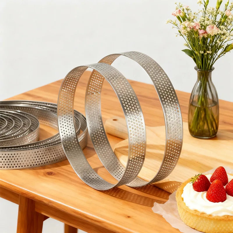 Stainless Steel Perforated Tart Mold – Circular Baking Ring Tart Baking Mold Axl