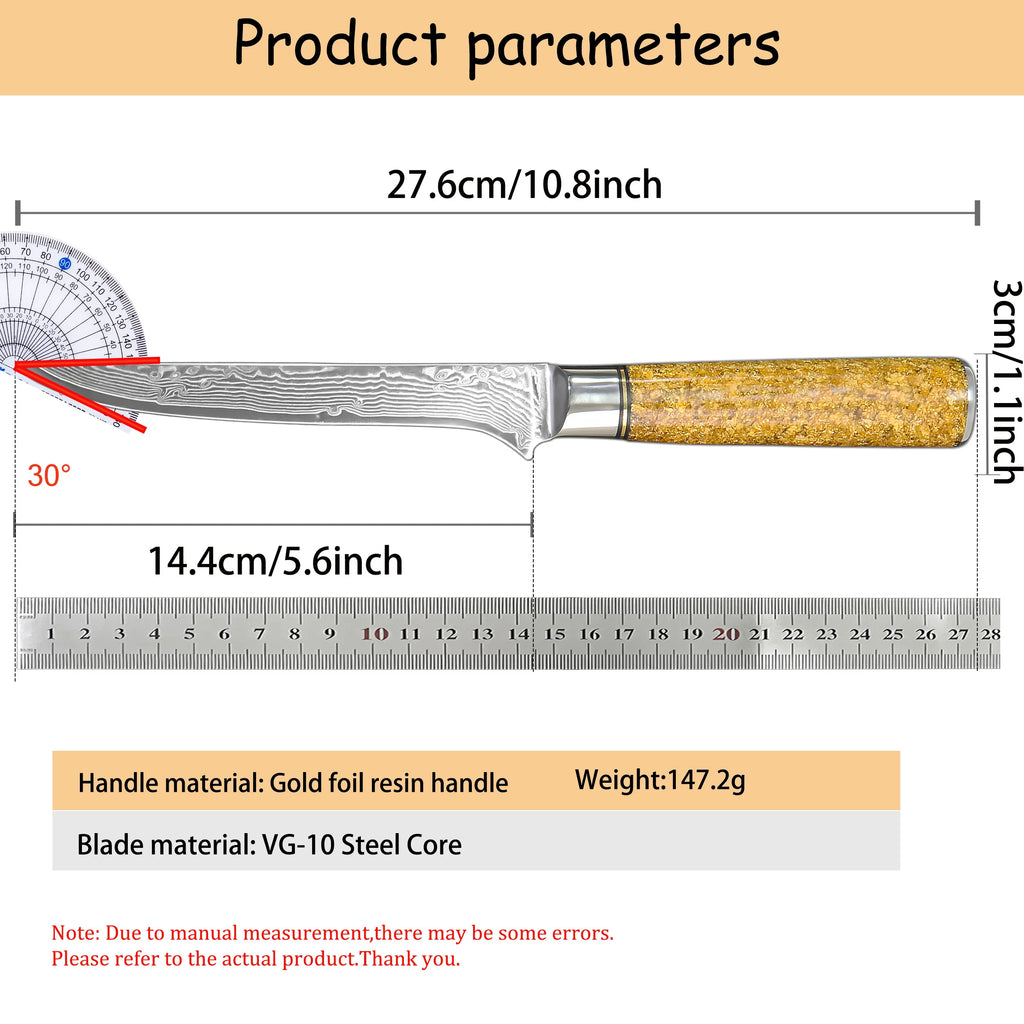 67-Layer Damascus Steel Boning Knife – Sharp Chef Slicing Knife Damascus Boning Knife Axl