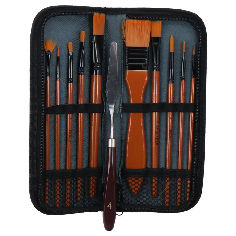 15-Piece Paint Brush Set with Spatula & Case | Acrylic & Oil Paint Brush Set Axl