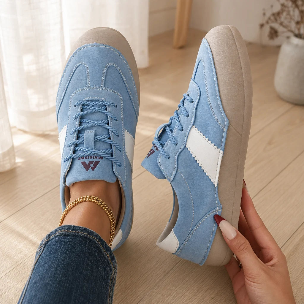 ZULIWAGN Women's Wide Toe Flat Casual Sneakers | Lace-Up Women's Flat Sneakers Axl 42 SKY BLUE