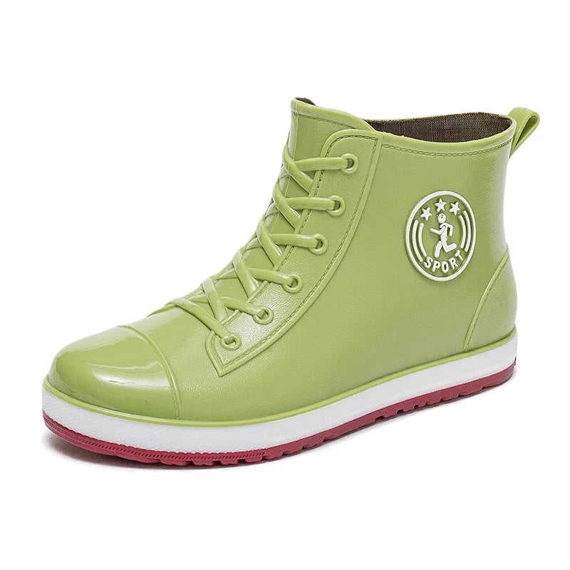 Women's Waterproof Ankle Rain Boots | Warm Cotton Garden Galoshes Women's Rain Boots Axl 1288 green 39