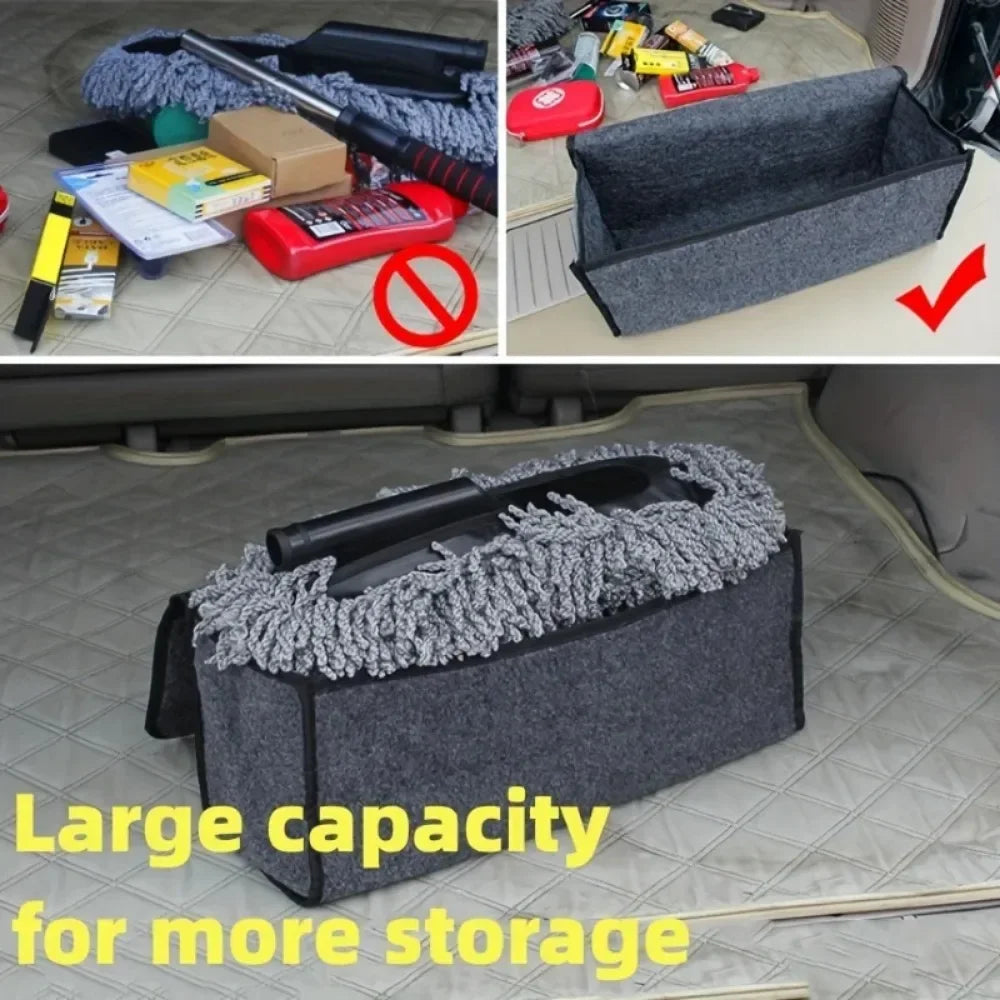 Gray Felt Car Trunk Organizer – Anti-Slip Compartment Box Car Trunk Organizer Axl