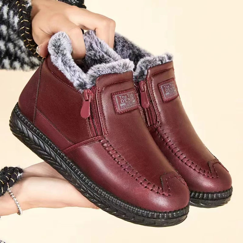 YBQJOO Women's Ankle Snow Boots – Warm Winter Suede Zip Women's Snow Boots Axl