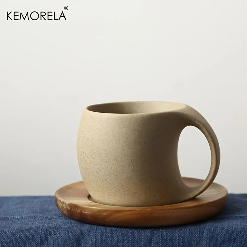 KEMORELA Ceramic Coffee Cup & Saucer 220ml | Elegant Mug Ceramic Coffee Mug Axl 1PCS 220ml