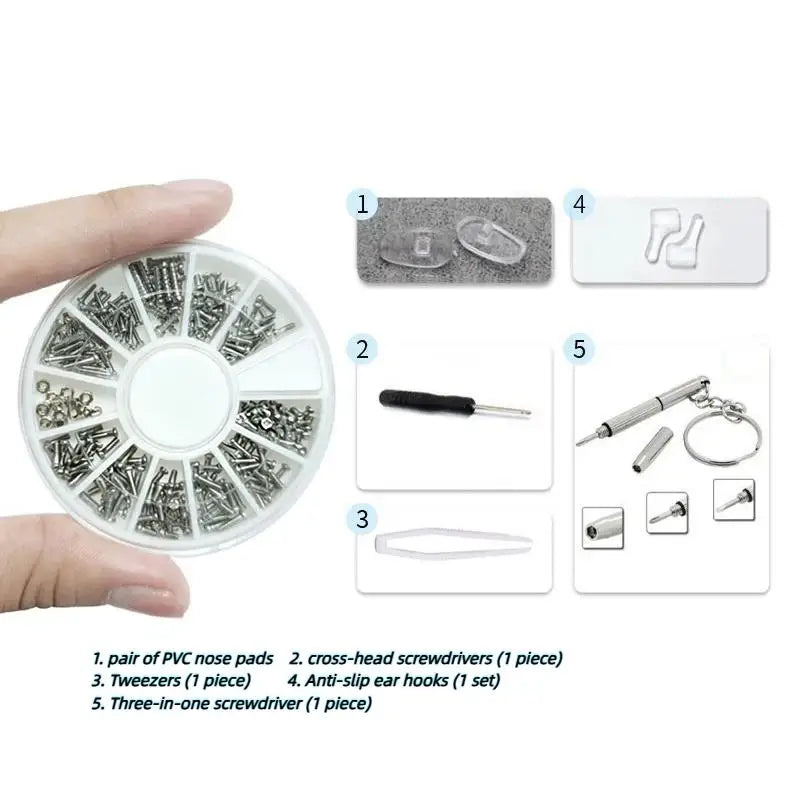 Eyeglass Repair Kit – Screws, Screwdrivers, Nose Pads & Tools Eyeglass Repair Kit Axl