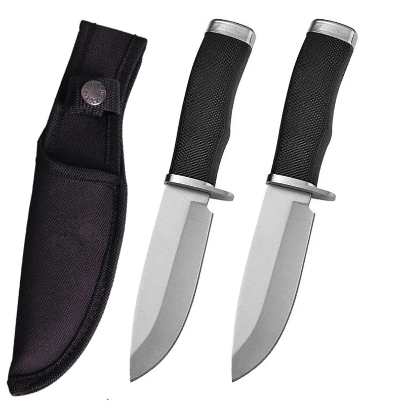 Outdoor Fixed-Blade EDC Knife – Stainless Steel & Nylon Sheath Fixed Blade Knife Axl 2PCS