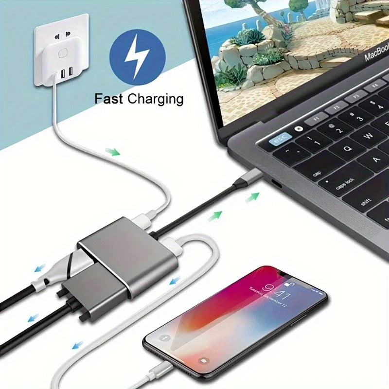 4-in-1 USB-C Hub – 4K HDMI, VGA, USB 3.0 & 100W PD Charging USB-C Hub Adapter Axl