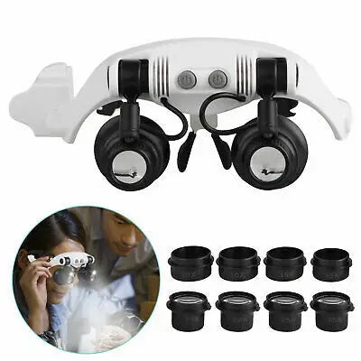 Head-Worn LED Magnifying Glass – Hands-Free Headband Loupe Headband Magnifier Loupe Axl 10x 15x 20x 25x