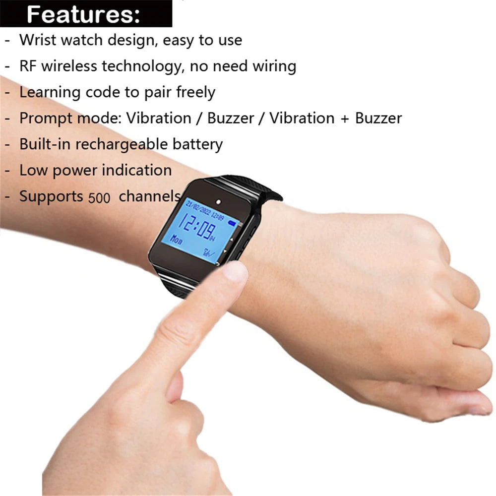 Wireless Waiter Calling System – Pager Watch & Call Button Wireless Pager System Axl