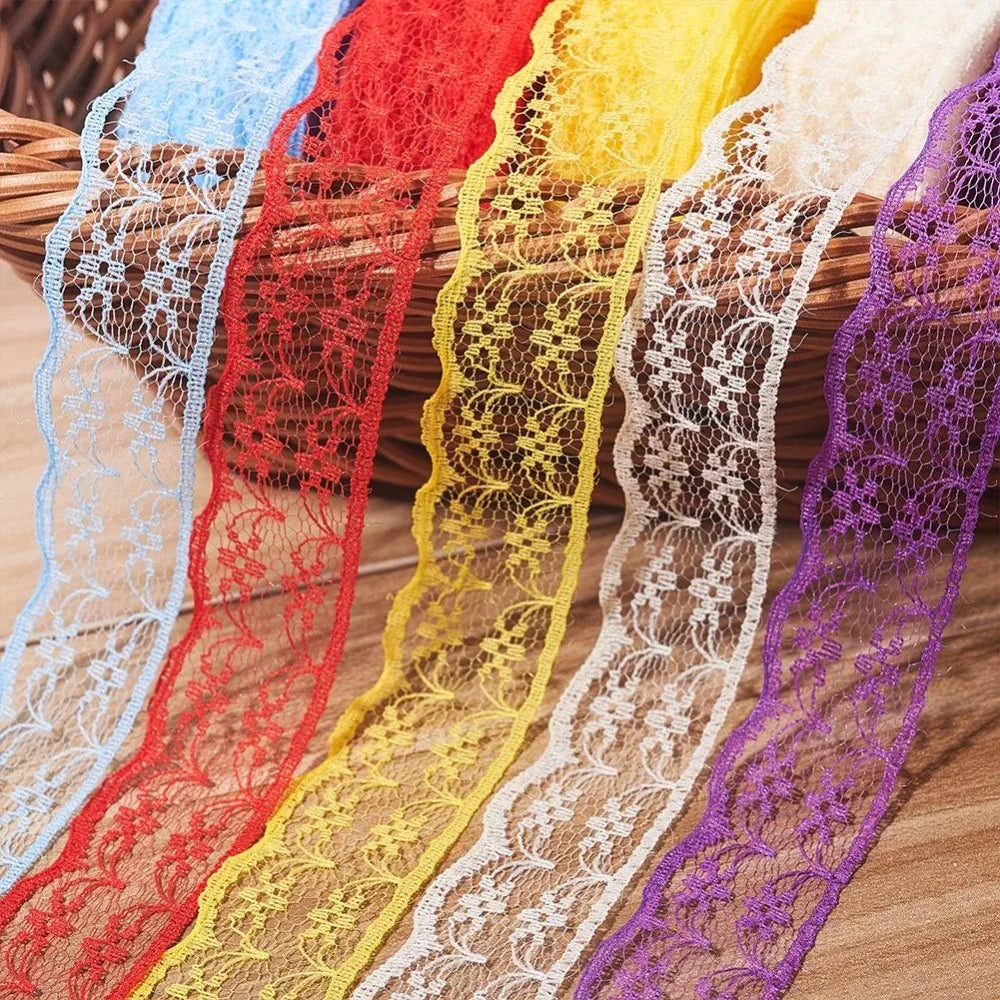 20-Color Polyester Lace Trim Ribbon Set – 7/8" x 200 Yards Lace Trim Ribbon Axl