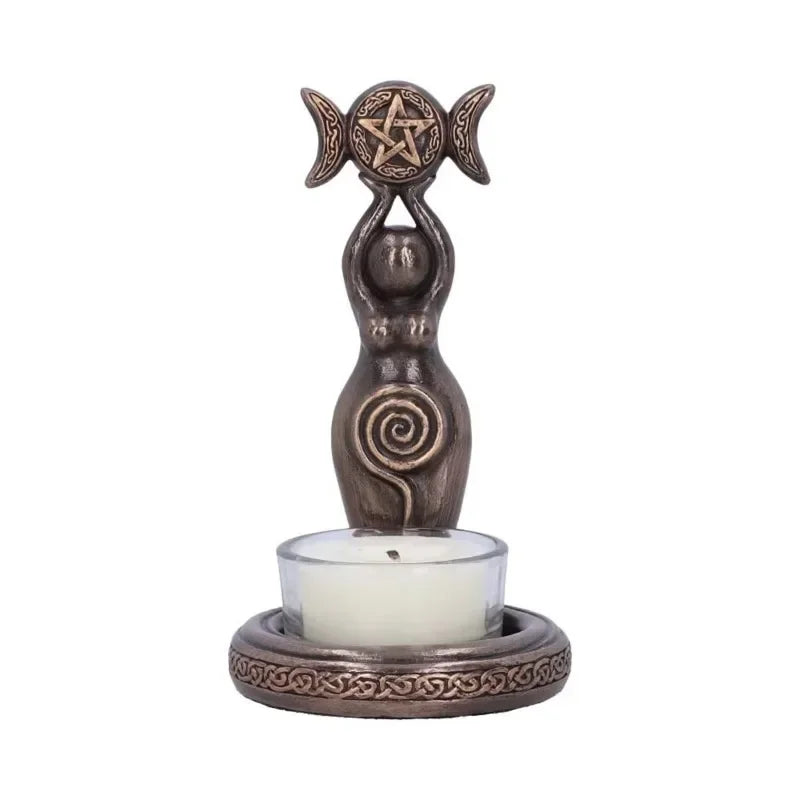 Resin Candlestick Holder Figurine – Retro Home Decor Statue Resin Figurine Decor Axl