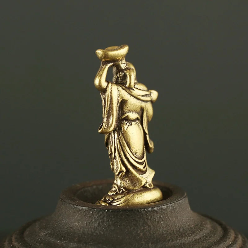Copper Maitreya Buddha Miniature Figurine – Brass Pocket Statue Buddha Figurine Axl