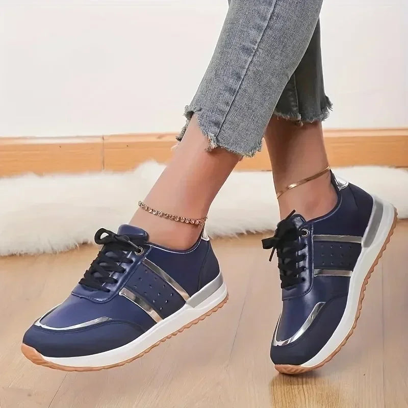 Women's Platform Sneakers – Lace-Up Casual Flat Shoes Women's Platform Sneakers Axl