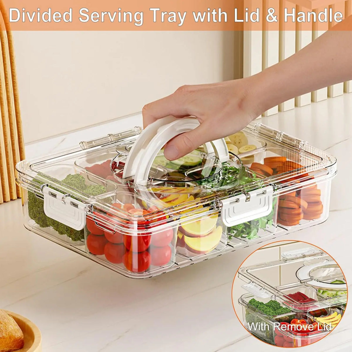 8-Grid Divided Plate with Lid – Fridge Food Storage Box Food Storage Container Axl