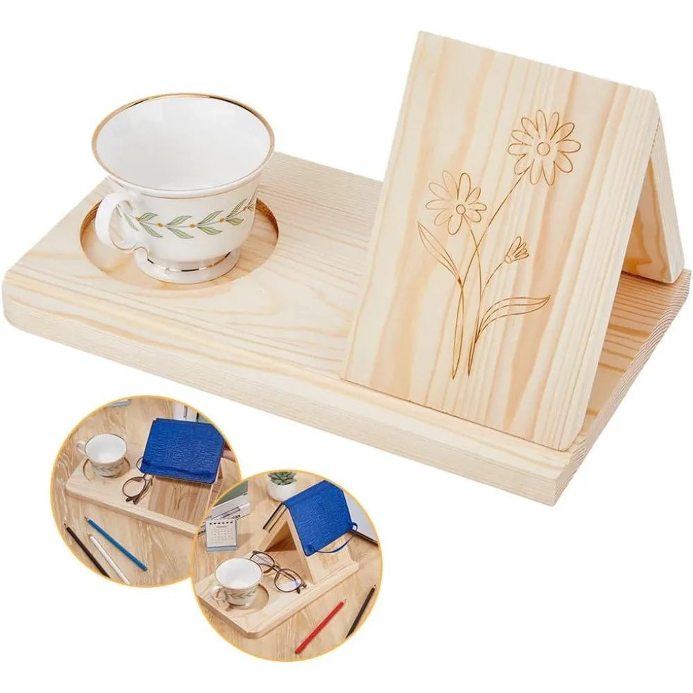 Wooden Book Stand with Cup Holder – Flower Desktop Book Rest Wooden Book Stand Axl AECH04-18710