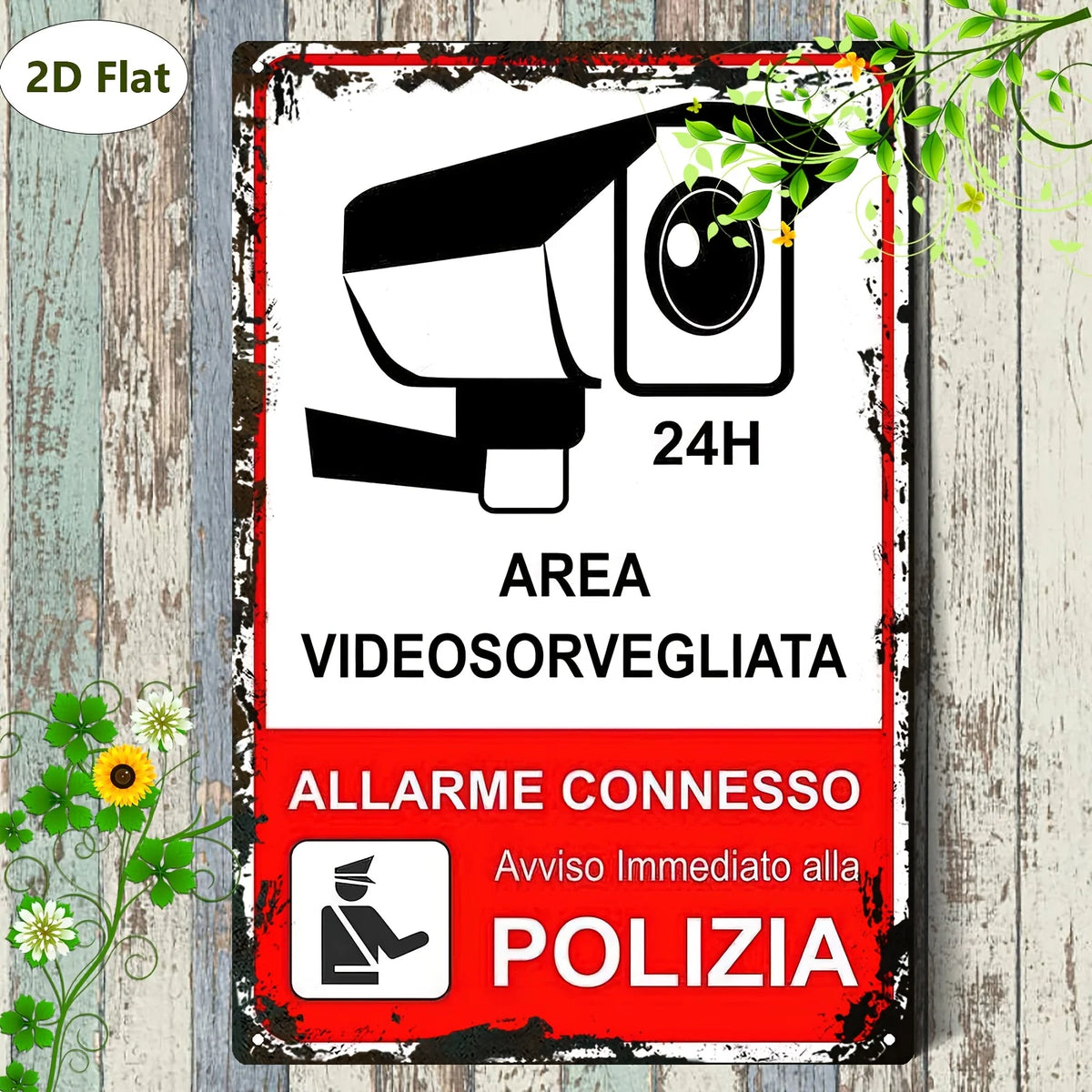 24-Hour Surveillance Warning Sign – Aluminum Wall Sign 8×12" Metal Wall Sign Axl aluminum sign aluminum 20x30cm