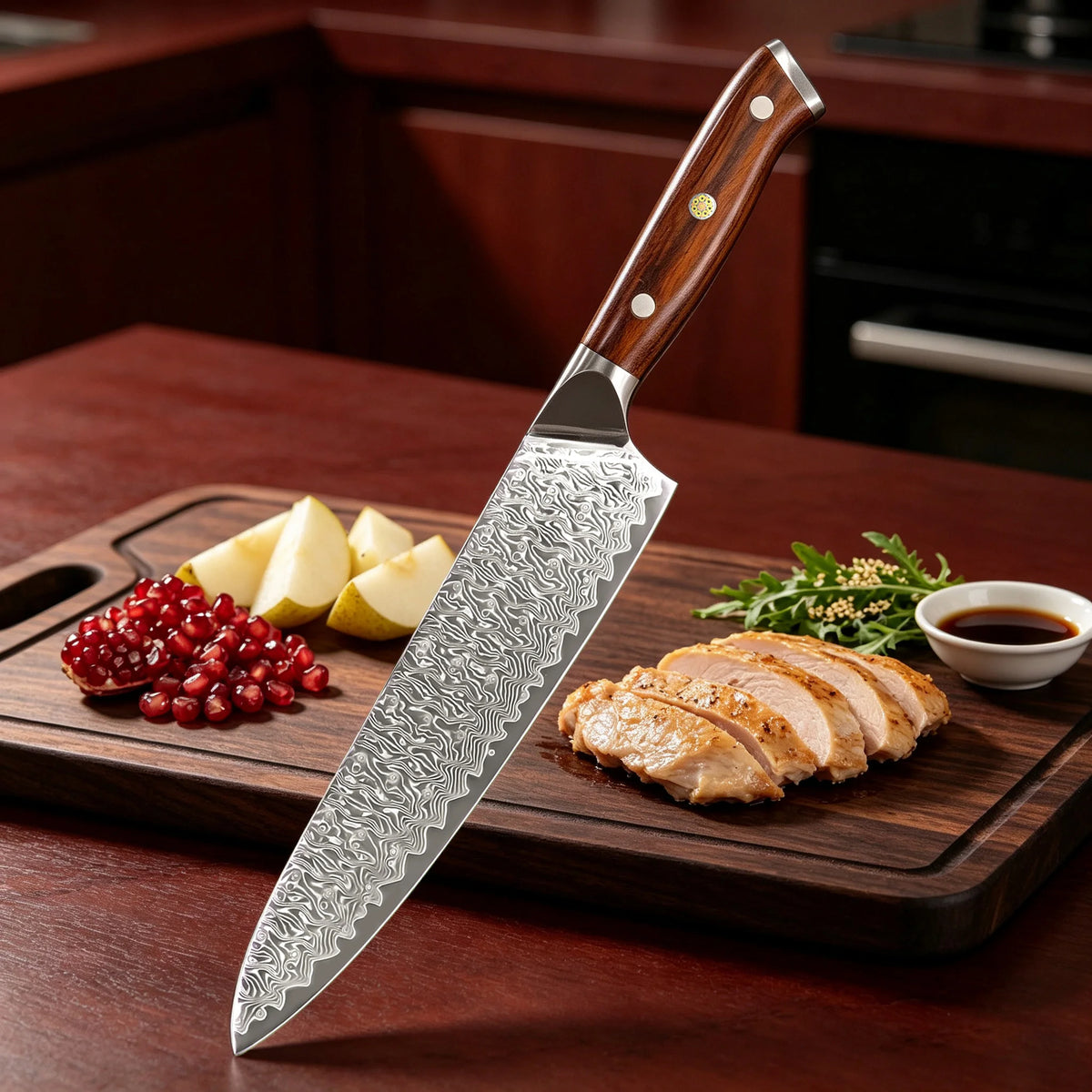 Damascus Steel Chef Knife – Sharp Kitchen Slicing Knife Damascus Chef Knife Axl
