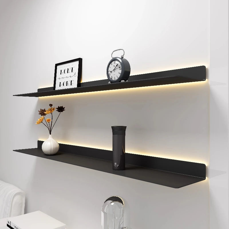 Nordic LED Wall Shelf – Double-Tier Metal Storage Rack Wall Storage Shelf Axl
