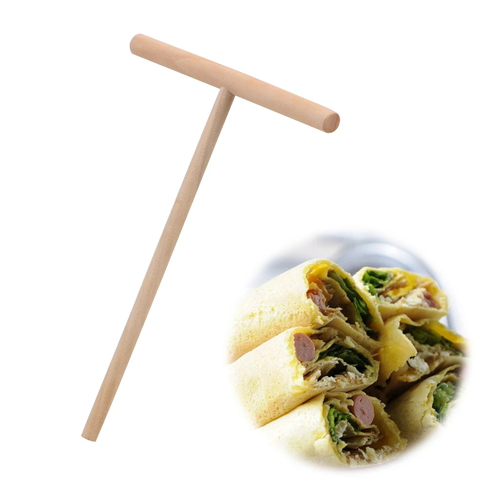 Wooden Pancake Batter Spreader – T-Shape Crepe Maker Tool Batter Spreader Tool Axl