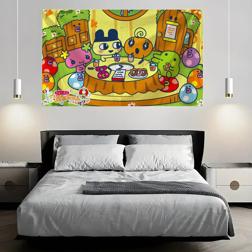Tamagotchi Wall Flag – Indoor & Outdoor Art Banner Decor Decorative Wall Flag Axl