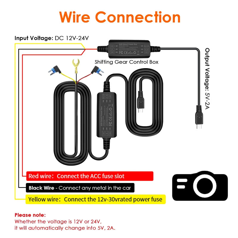 24H Parking Mode Hardwire Kit – Mini USB & Type-C Dash Cam Dash Cam Hardwire Kit Axl