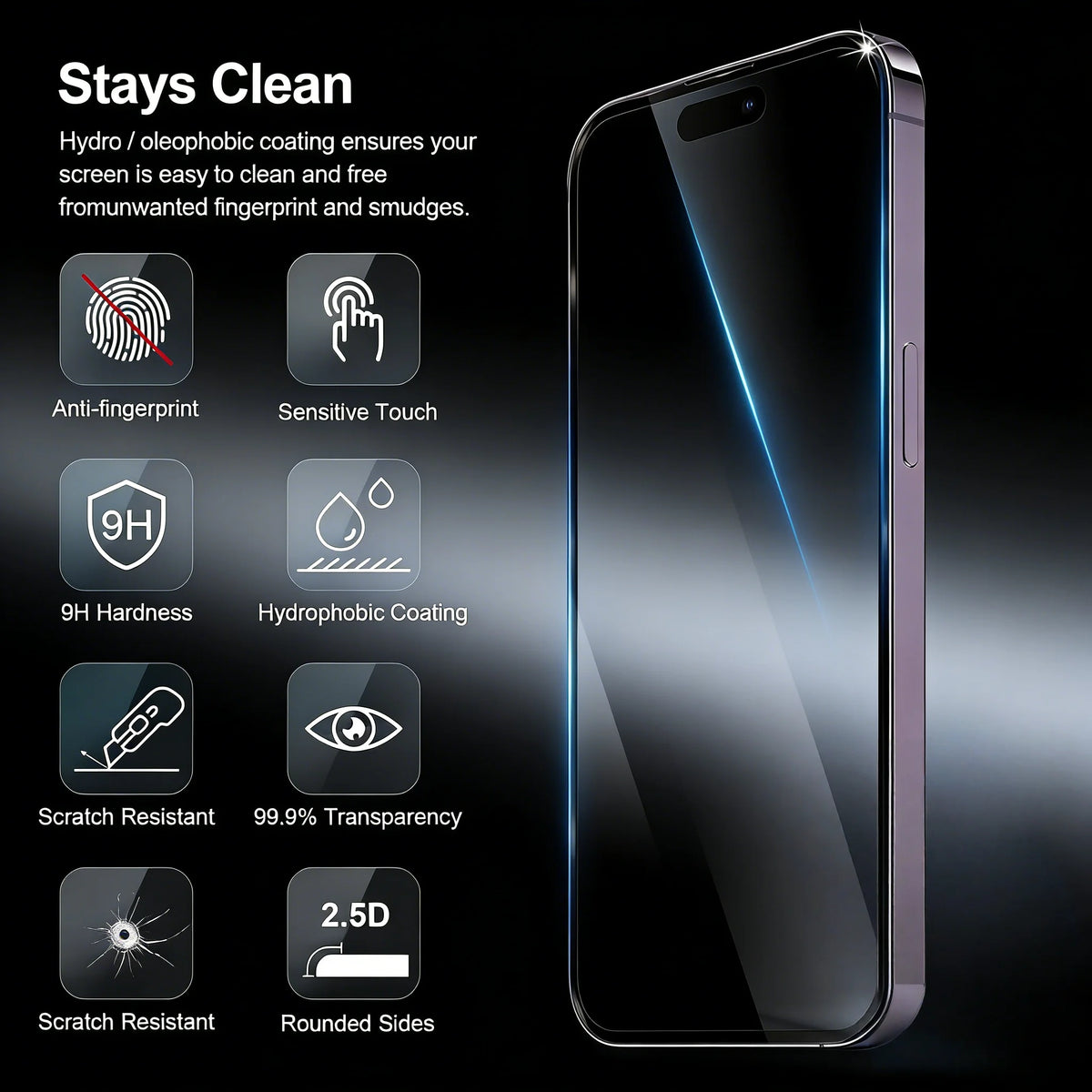 3-Pack Privacy Screen Protector iPhone 12/12 Pro – 9H Glass Privacy Screen Protector Axl