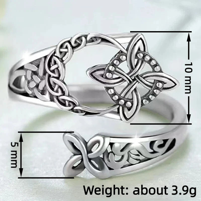 Huitan Celtic Knot Adjustable Ring | Antique Silver Women Fashion Ring Axl