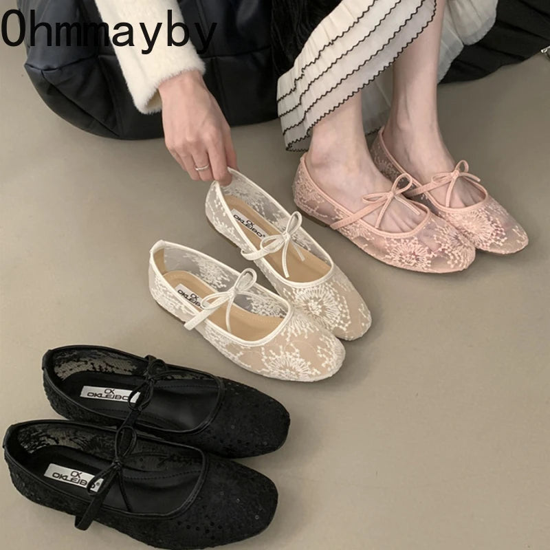 Women's Lace Mary Jane Ballet Flats – Slip-On Dress Shoes Women's Ballet Flats Axl