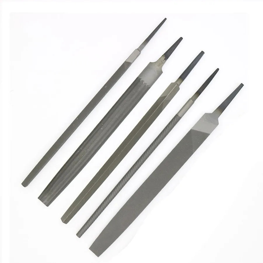 5-Piece Steel Files Set – Flat, Round, Triangle & Square, 6-Inch Steel File Set Axl