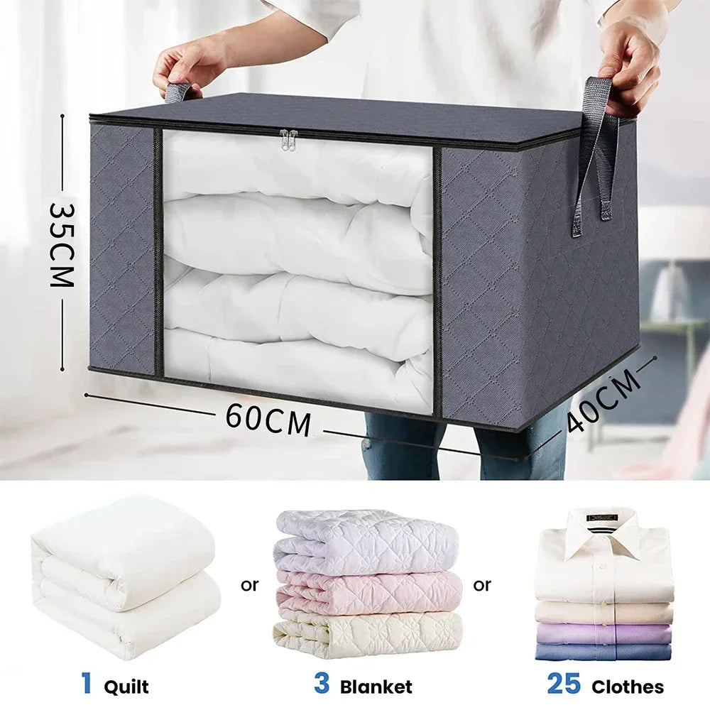 Foldable Quilt & Bedding Storage Bag – Large Non-Woven Organizer Bedding Storage Bag Axl