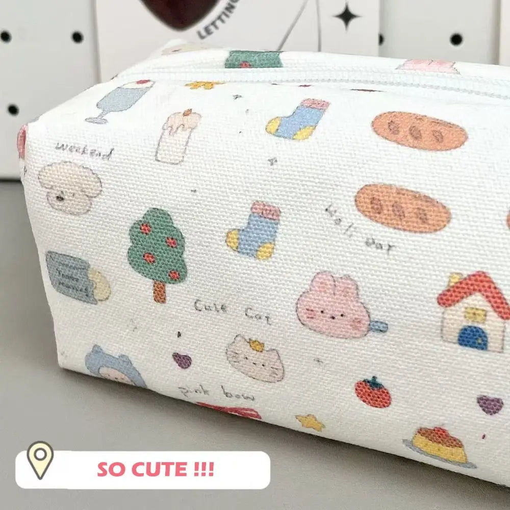 Cute Bow Pencil Case – Large Canvas Cat & Dog Pen Bag Pencil Case Axl
