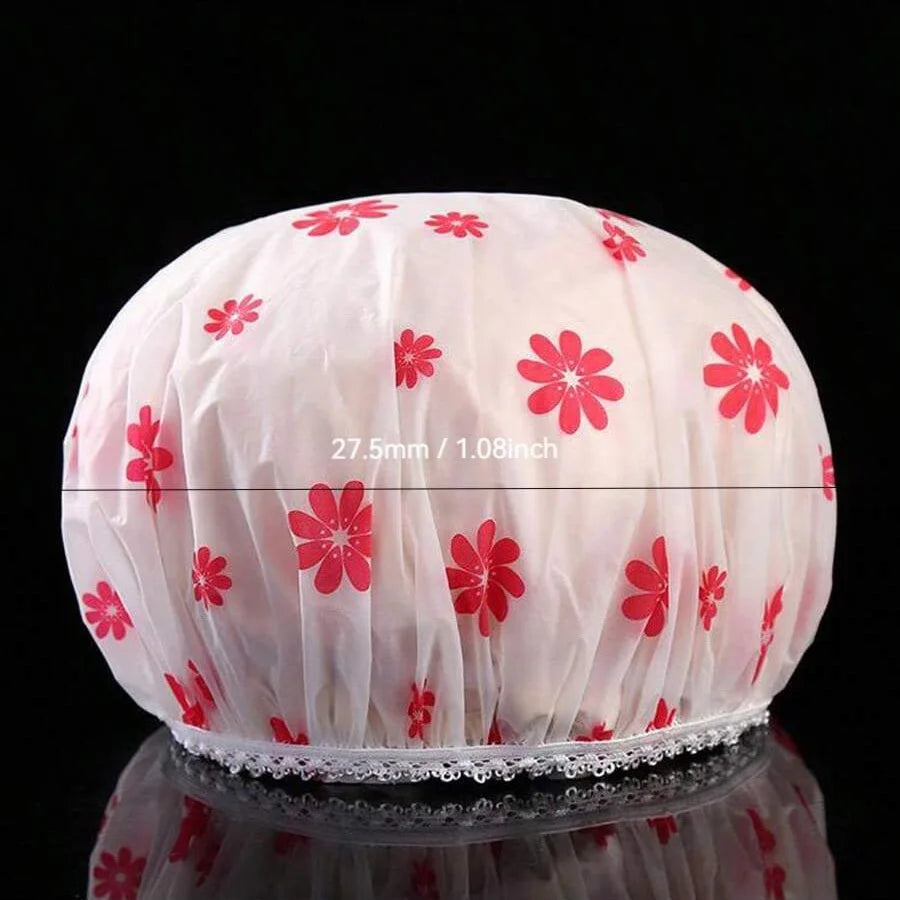 5-Pack Waterproof PEVA Shower Caps – Reusable Hair Caps for Women Shower Cap Set Axl