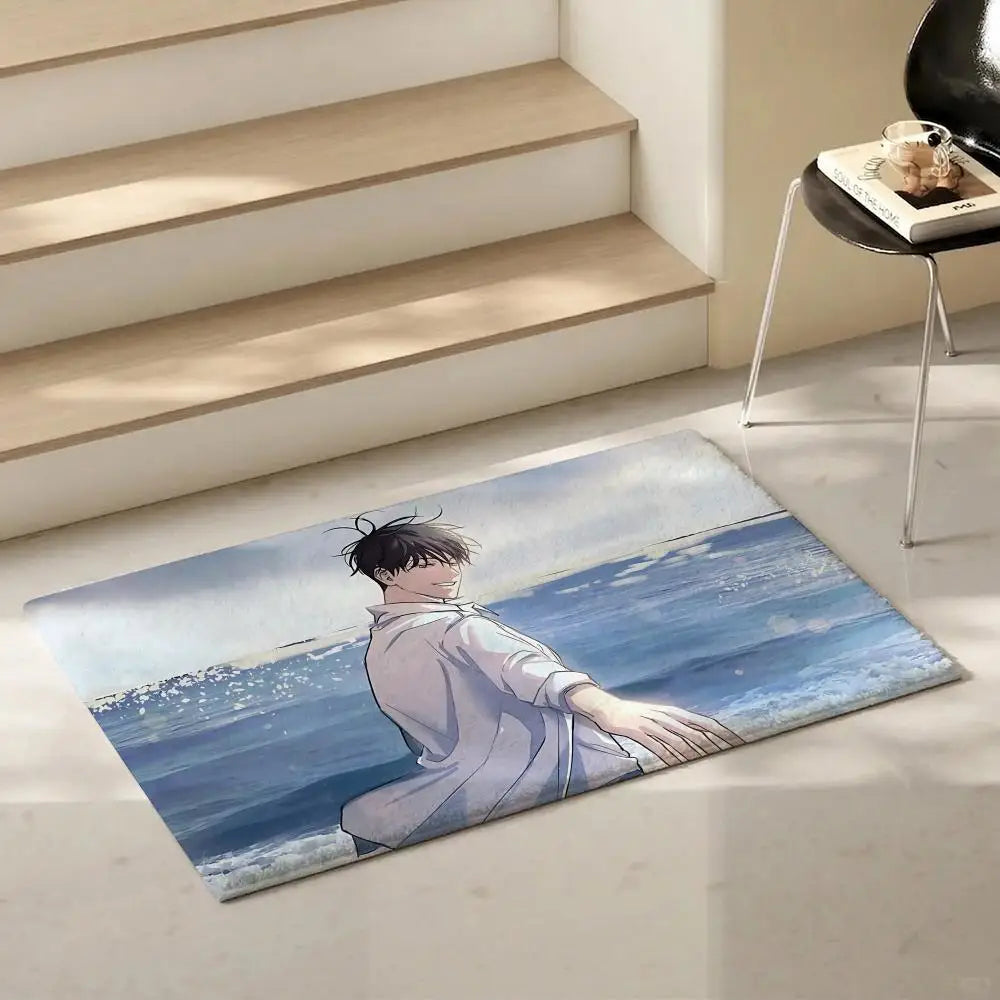 Anime Low Tide in Twilight Flannel Floor Mat – Non-Slip Rug Flannel Floor Mat Axl