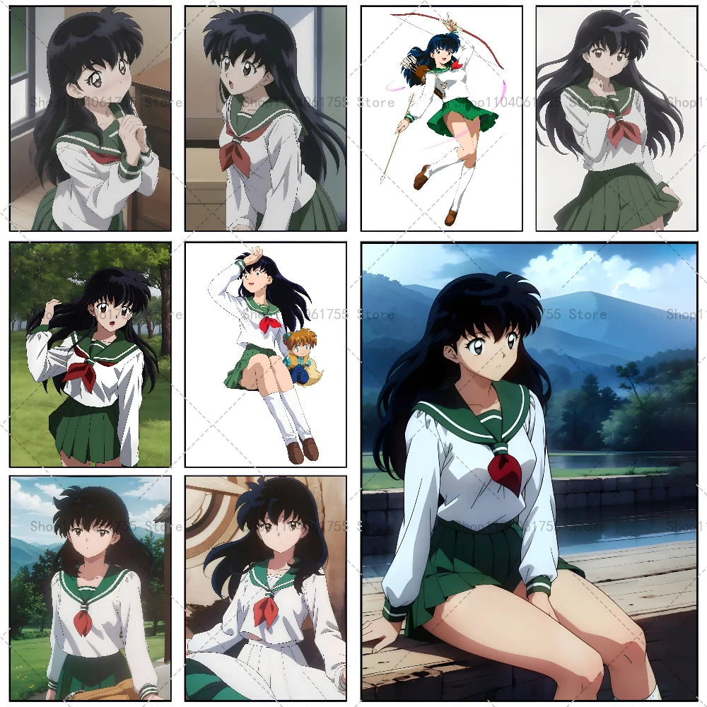 Inuyasha Kagome Anime Poster – Waterproof Self-Adhesive Wall Sticker Anime Wall Poster Axl
